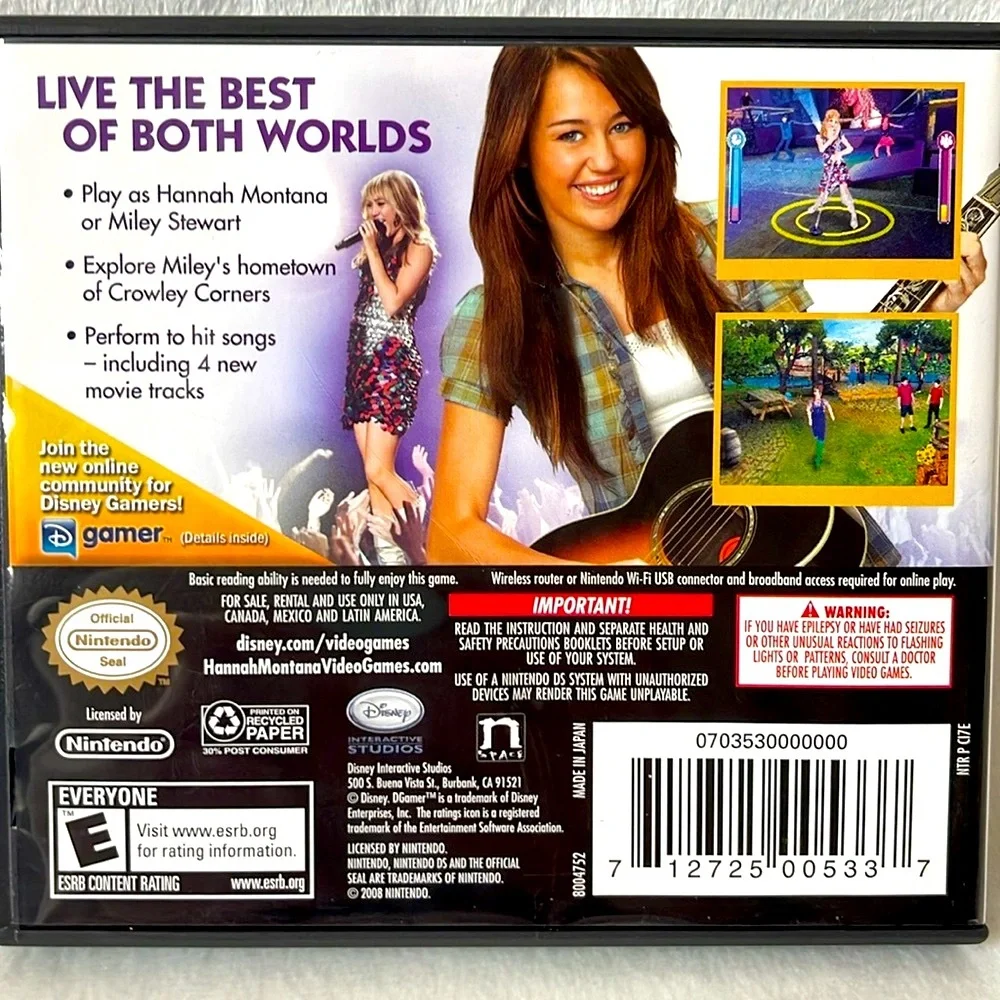 Nintendo DS Hanna Montana The Movie Video Game Complete with Manual & Case